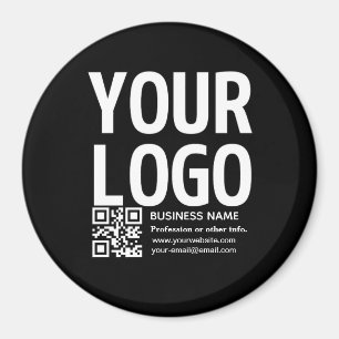 Ihr Logo mit editierbarem QR-Code und Text  Magnet