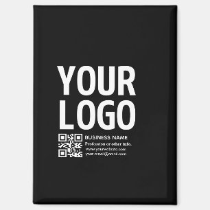 Ihr Logo mit editierbarem QR-Code und Text  Magnet