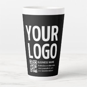 Ihr Logo mit editierbarem QR-Code und Text Milchtasse