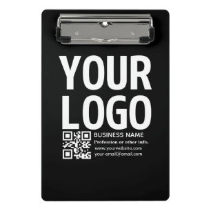 Ihr Logo mit editierbarem QR-Code und Text Mini Klemmbrett
