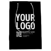 Ihr Logo mit editierbarem QR-Code und Text Mittlere Geschenktüte (Vorderseite)
