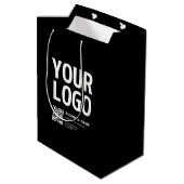 Ihr Logo mit editierbarem QR-Code und Text Mittlere Geschenktüte (Rückseite Schrägansicht)