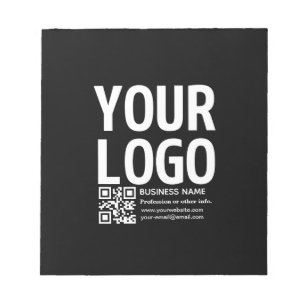 Ihr Logo mit editierbarem QR-Code und Text  Notizblock