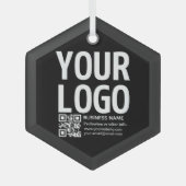 Ihr Logo mit editierbarem QR-Code und Text Ornament Aus Glas (Vorderseite)