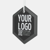Ihr Logo mit editierbarem QR-Code und Text Ornament Aus Glas (Vorderseite Links)