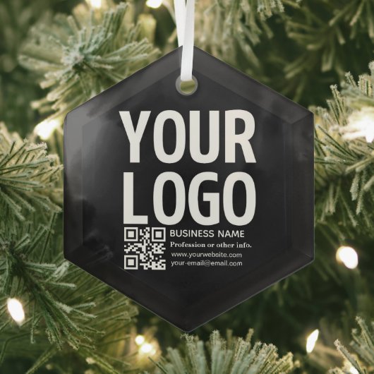 Ihr Logo mit editierbarem QR-Code und Text Ornament Aus Glas (Insitu)