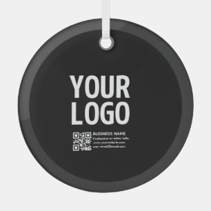 Ihr Logo mit editierbarem QR-Code und Text  Ornament Aus Glas
