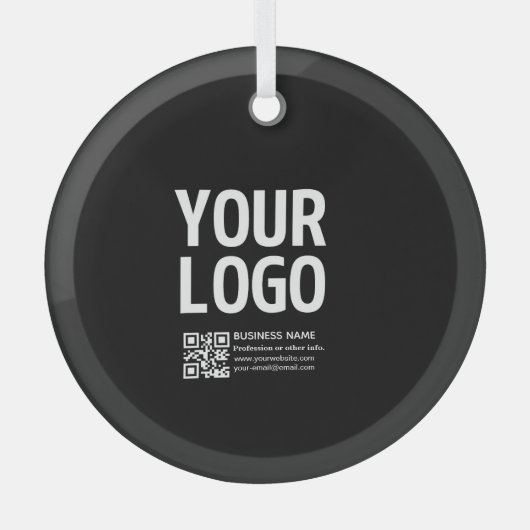 Ihr Logo mit editierbarem QR-Code und Text Ornament Aus Glas (Vorderseite)