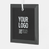 Ihr Logo mit editierbarem QR-Code und Text Ornament Aus Glas (Vorderseite links)