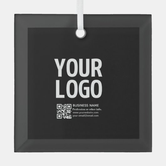 Ihr Logo mit editierbarem QR-Code und Text Ornament Aus Glas (Vorderseite)