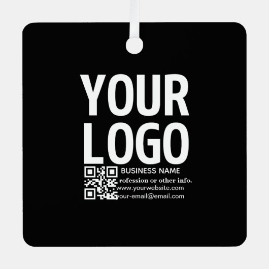 Ihr Logo mit editierbarem QR-Code und Text Ornament Aus Metall (Vorderseite)