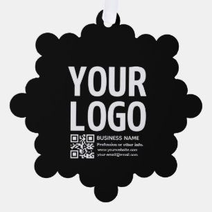 Ihr Logo mit editierbarem QR-Code und Text Ornament Karte