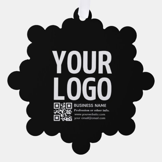 Ihr Logo mit editierbarem QR-Code und Text Ornament Karte (Vorderseite)