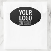 Ihr Logo mit editierbarem QR-Code und Text Ovaler Aufkleber (Tasche)