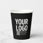 Ihr Logo mit editierbarem QR-Code und Text Pappbecher (Rückseite)