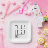 Ihr Logo mit editierbarem QR-Code und Text Pappteller (Party)
