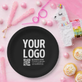 Ihr Logo mit editierbarem QR-Code und Text Pappteller (Party)