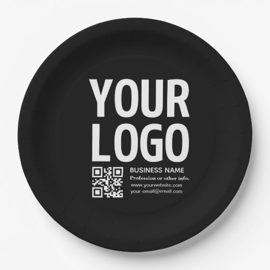 Ihr Logo mit editierbarem QR-Code und Text Pappteller (Vorderseite)