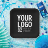 Ihr Logo mit editierbarem QR-Code und Text Pappteller (Party)