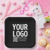 Ihr Logo mit editierbarem QR-Code und Text Pappteller (Party)
