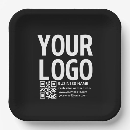 Ihr Logo mit editierbarem QR-Code und Text Pappteller (Vorderseite)