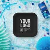 Ihr Logo mit editierbarem QR-Code und Text Pappteller (Party)