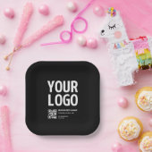 Ihr Logo mit editierbarem QR-Code und Text Pappteller (Party)