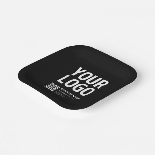 Ihr Logo mit editierbarem QR-Code und Text Pappteller (Gewinkelt)