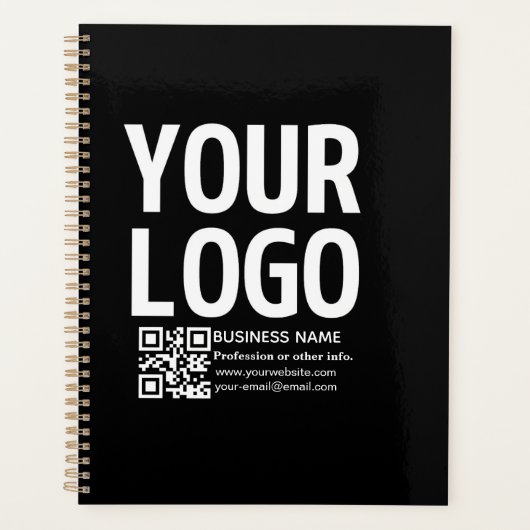 Ihr Logo mit editierbarem QR-Code und Text Planer (Vorderseite)