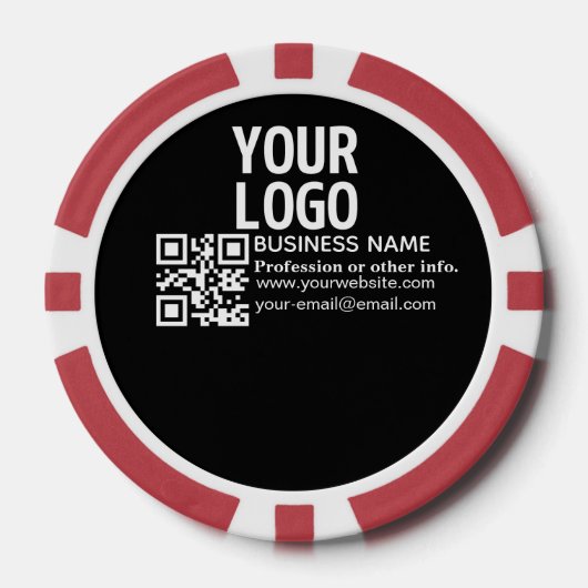 Ihr Logo mit editierbarem QR-Code und Text Pokerchips (Vorderseite)