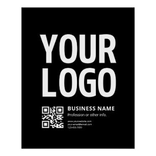 Ihr Logo mit editierbarem QR-Code und Text Poster