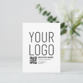 Ihr Logo mit editierbarem QR-Code und Text Postkarte (Stehend Vorderseite)