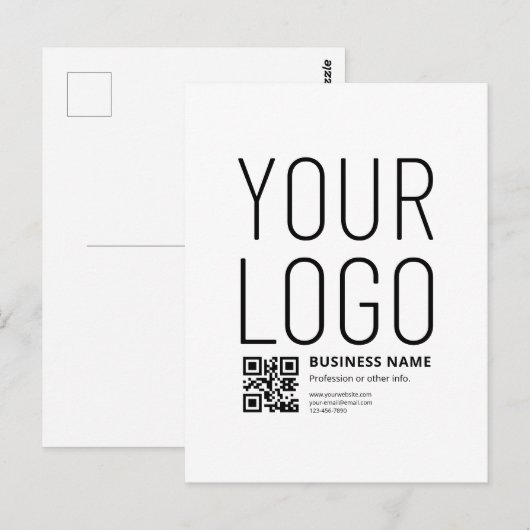 Ihr Logo mit editierbarem QR-Code und Text Postkarte (Vorne/Hinten)