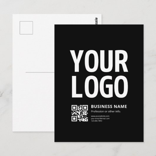 Ihr Logo mit editierbarem QR-Code und Text Postkarte (Vorne/Hinten)