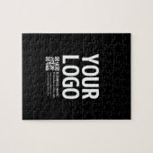 Ihr Logo mit editierbarem QR-Code und Text Puzzle (Horizontal)
