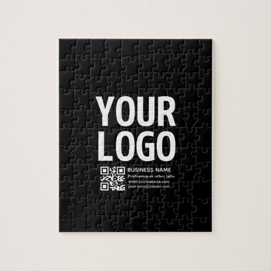 Ihr Logo mit editierbarem QR-Code und Text Puzzle (Vertikal)