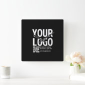Ihr Logo mit editierbarem QR-Code und Text Quadratische Wanduhr (Zuhause)