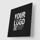Ihr Logo mit editierbarem QR-Code und Text Quadratische Wanduhr (Winkel)
