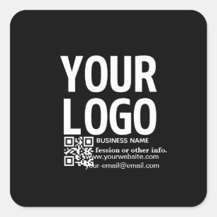 Ihr Logo mit editierbarem QR-Code und Text Quadratischer Aufkleber
