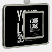 Ihr Logo mit editierbarem QR-Code und Text Rahmen-Ornament Silber (Rechts)