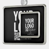 Ihr Logo mit editierbarem QR-Code und Text Rahmen-Ornament Silber (Links)
