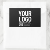 Ihr Logo mit editierbarem QR-Code und Text Rechteckiger Aufkleber (Tasche)