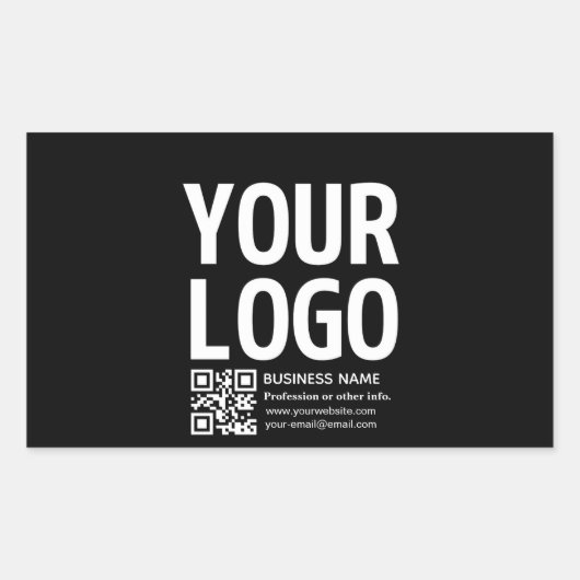 Ihr Logo mit editierbarem QR-Code und Text Rechteckiger Aufkleber (Vorderseite)