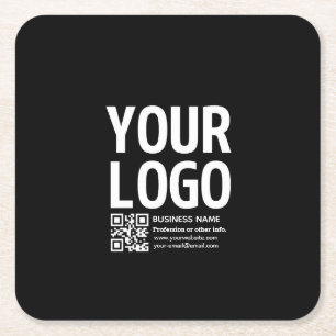 Ihr Logo mit editierbarem QR-Code und Text Rechteckiger Pappuntersetzer