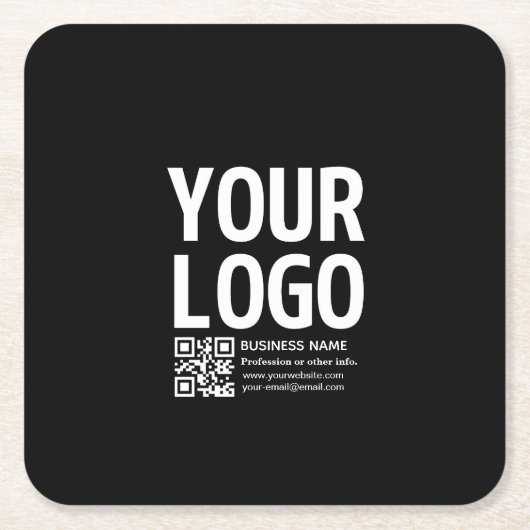 Ihr Logo mit editierbarem QR-Code und Text Rechteckiger Pappuntersetzer (Vorderseite)