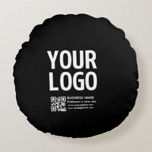 Ihr Logo mit editierbarem QR-Code und Text Rundes Kissen