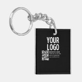 Ihr Logo mit editierbarem QR-Code und Text Schlüsselanhänger (Vorderseite links)