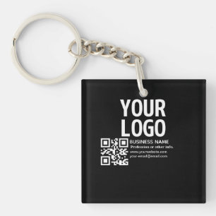 Ihr Logo mit editierbarem QR-Code und Text Schlüsselanhänger