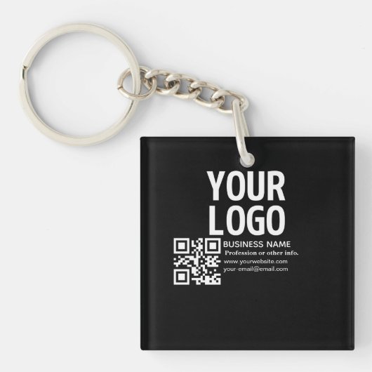 Ihr Logo mit editierbarem QR-Code und Text Schlüsselanhänger (Vorderseite)