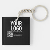 Ihr Logo mit editierbarem QR-Code und Text Schlüsselanhänger (Rückseite)